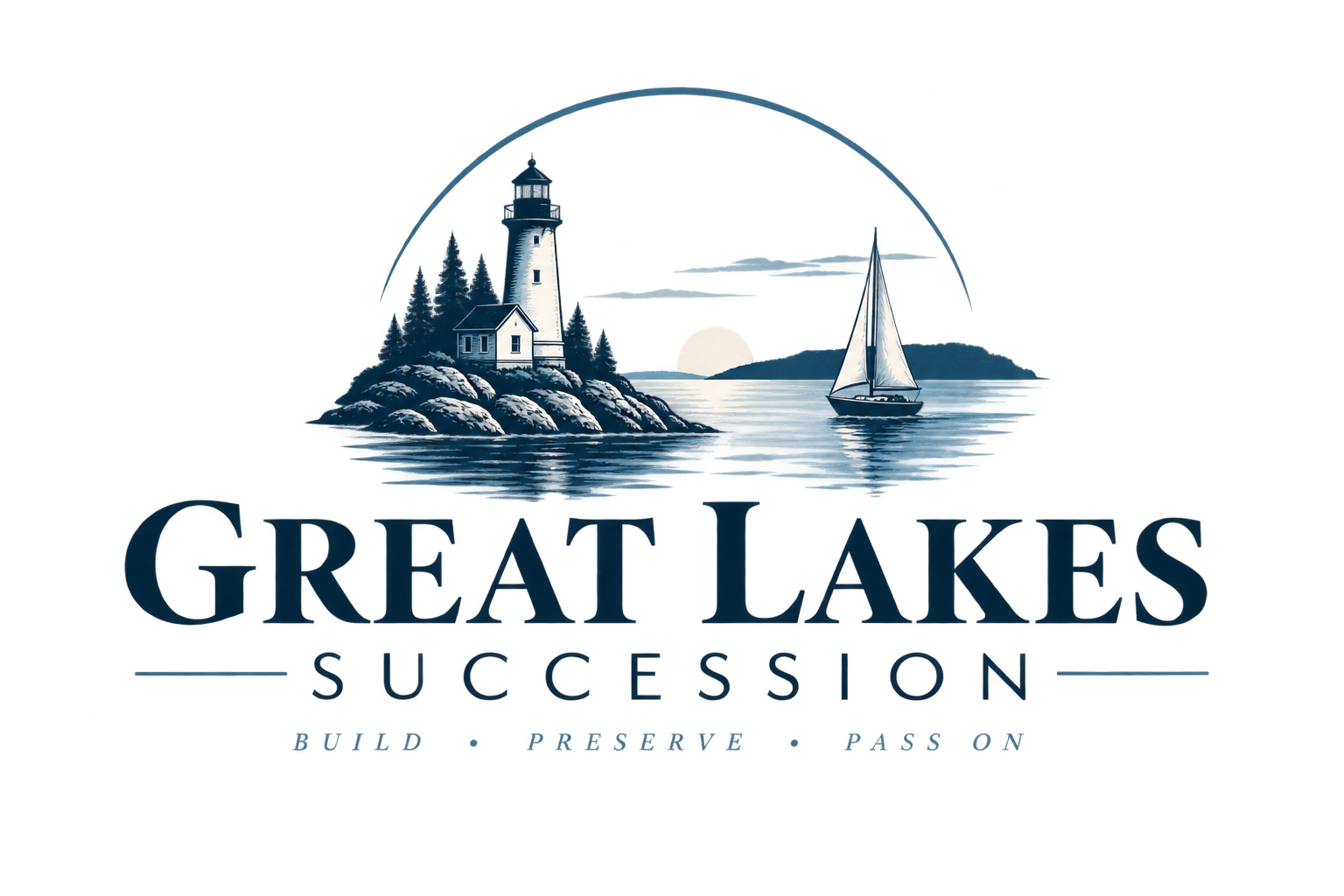Great Lakes Succession lighthouse and sailboat emblem
